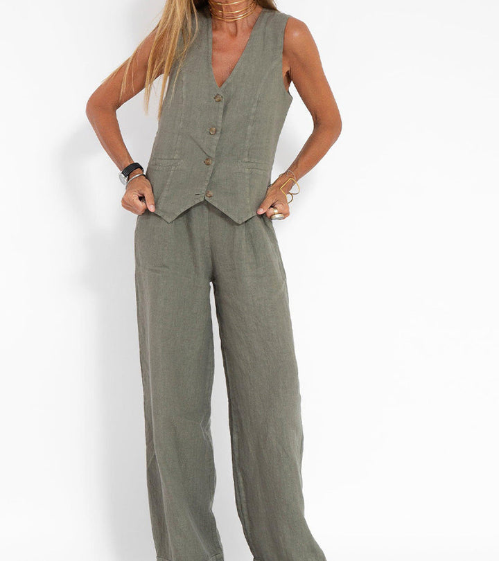 Aira - Completo di due pezzi con gilet e pantaloni a gamba larga