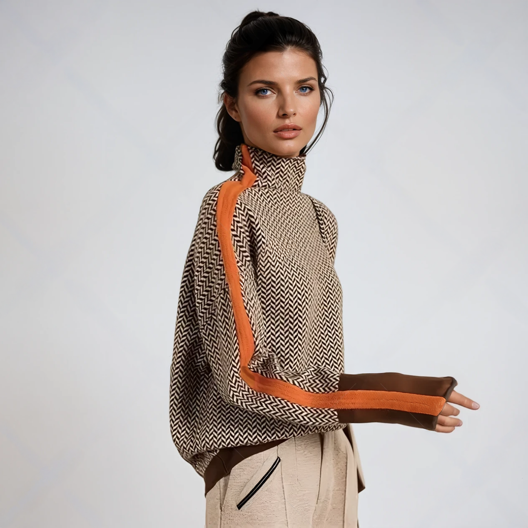Vera | Maglione a Collo Alto con Righe in Contrasto