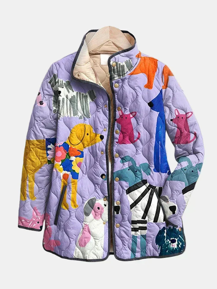 Rhea | Giacca Quilted Casual con Stampa di Cani