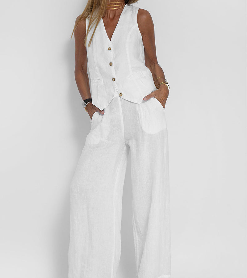 Aira - Completo di due pezzi con gilet e pantaloni a gamba larga