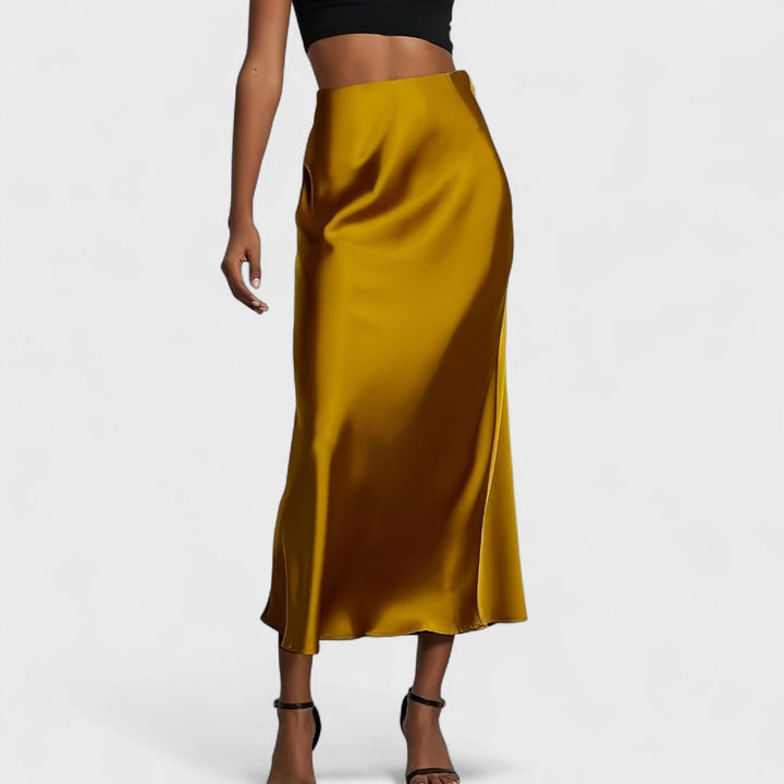 Sasha - Gonna Midi in Raso a Vita Alta per Donna