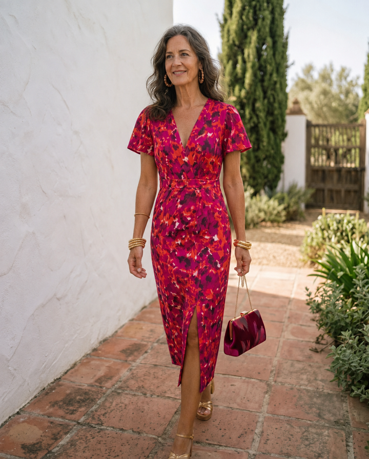 Aura | Vestito midi con maniche corte