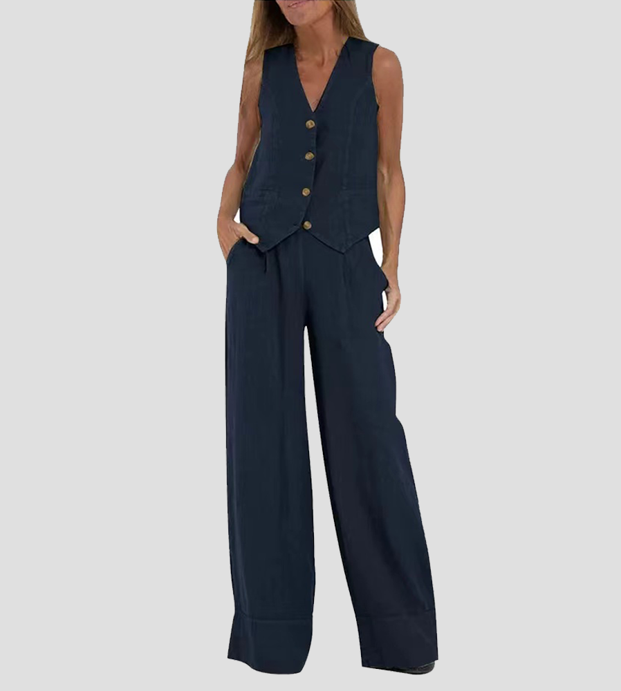 Aira - Completo di due pezzi con gilet e pantaloni a gamba larga