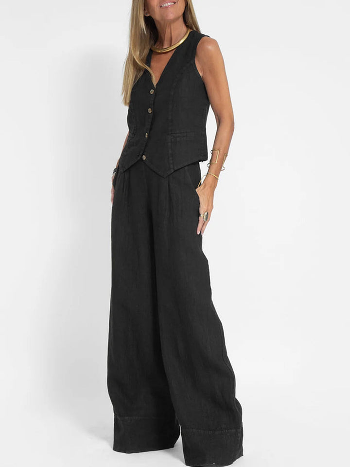 Aira - Completo di due pezzi con gilet e pantaloni a gamba larga