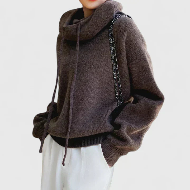 Marie | Maglione Accogliente con Collo Alto e Cappuccio