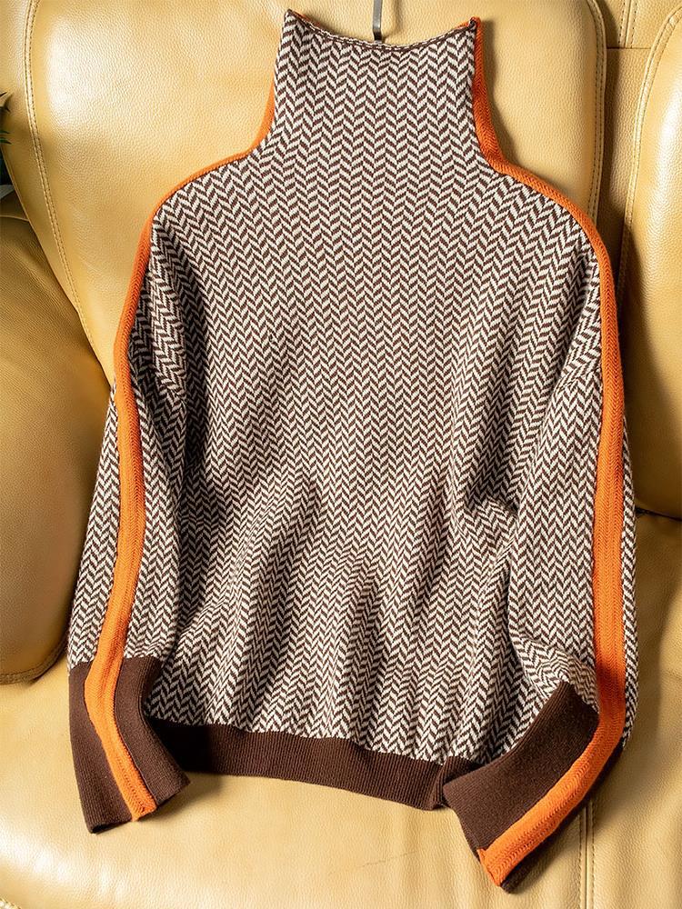 Vera | Maglione a Collo Alto con Righe in Contrasto