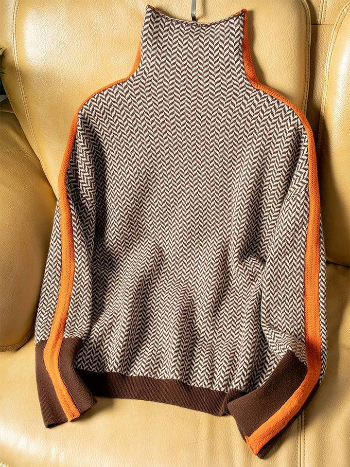 Vera | Maglione a Collo Alto con Righe in Contrasto