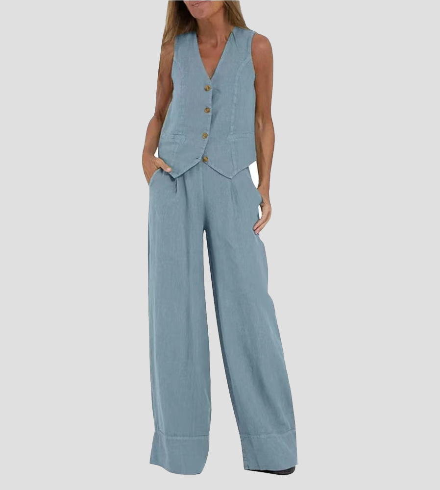 Aira - Completo di due pezzi con gilet e pantaloni a gamba larga