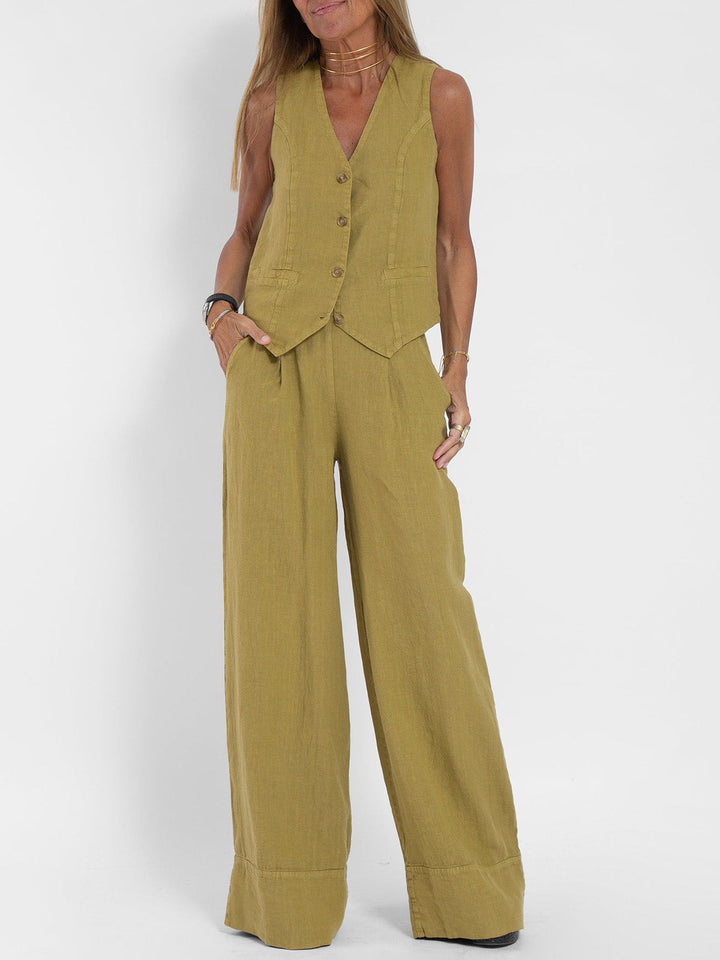 Aira - Completo di due pezzi con gilet e pantaloni a gamba larga