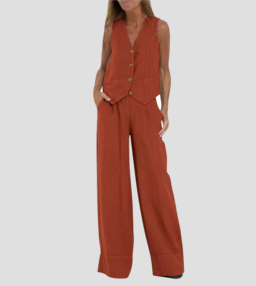 Aira - Completo di due pezzi con gilet e pantaloni a gamba larga