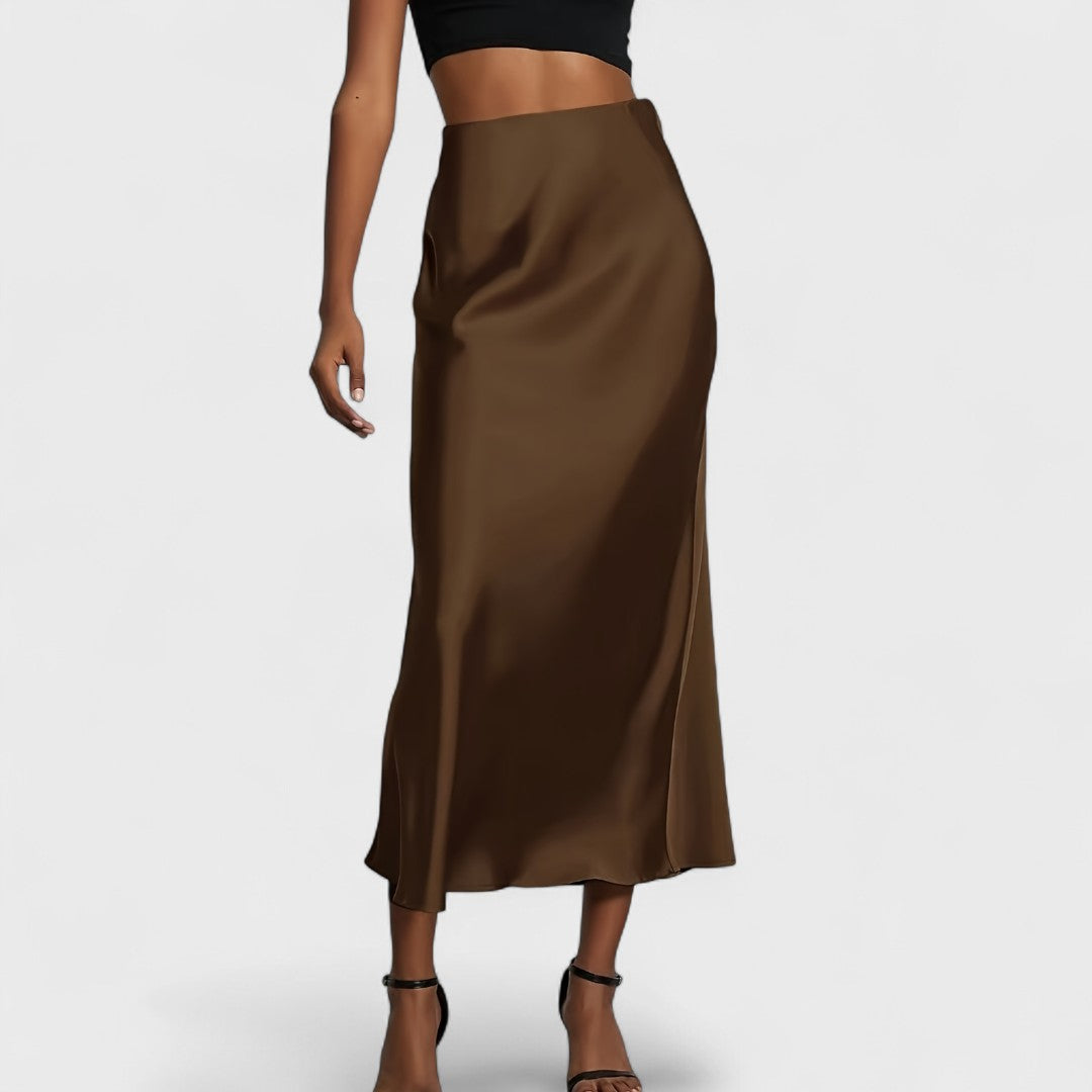 Sasha - Gonna Midi in Raso a Vita Alta per Donna