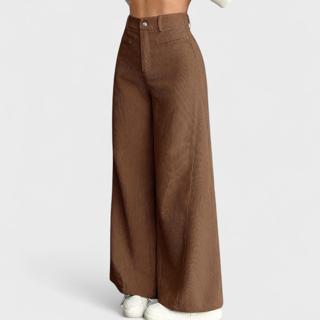 Rida - Pantaloni da Donna a Vita Alta con Gamba Larga