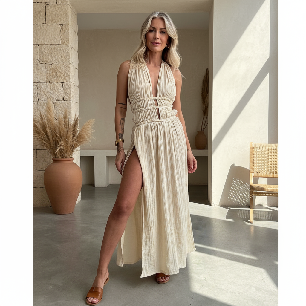 Zoe – Vestito boho con spacco