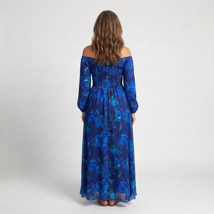 Chloe | Vestito lungo floreale con spalle scoperte