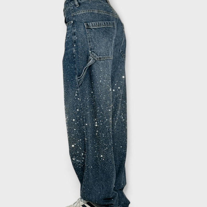 Julia - Jeans Carpenter alla Moda con Brillantini