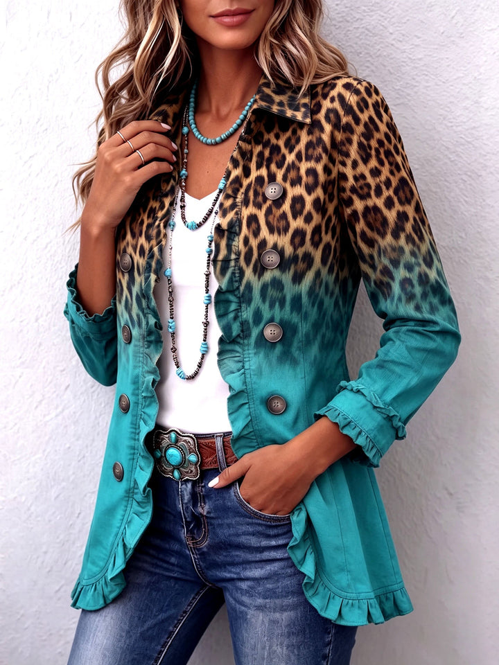 Mercedes | Giacca Blazer con Stampa Leopardo e Rouches