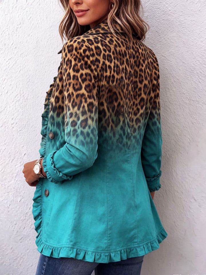 Mercedes | Giacca Blazer con Stampa Leopardo e Rouches