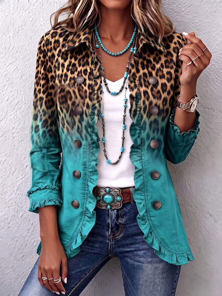 Mercedes | Giacca Blazer con Stampa Leopardo e Rouches