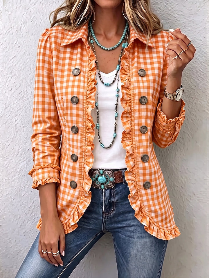 Purificazione | Giacca a Quadri Gingham con Volant