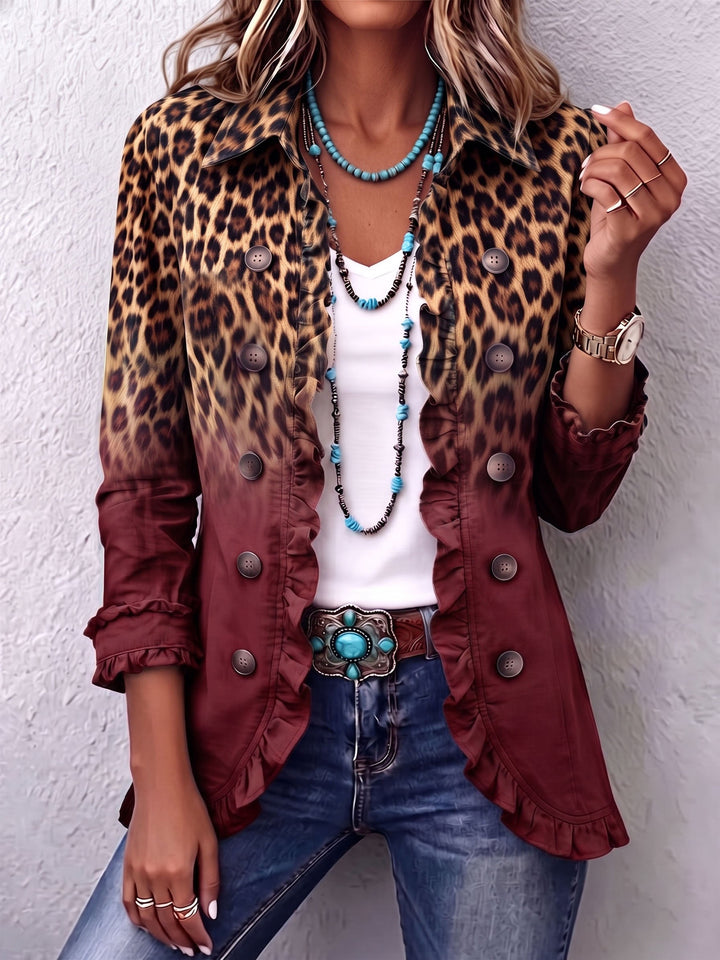 Mercedes | Giacca Blazer con Stampa Leopardo e Rouches