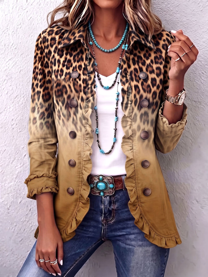 Mercedes | Giacca Blazer con Stampa Leopardo e Rouches