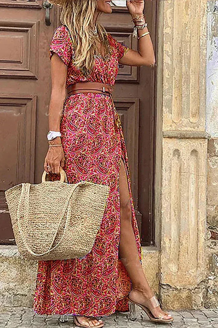 Bruna – Vestito boho maxi con cintura