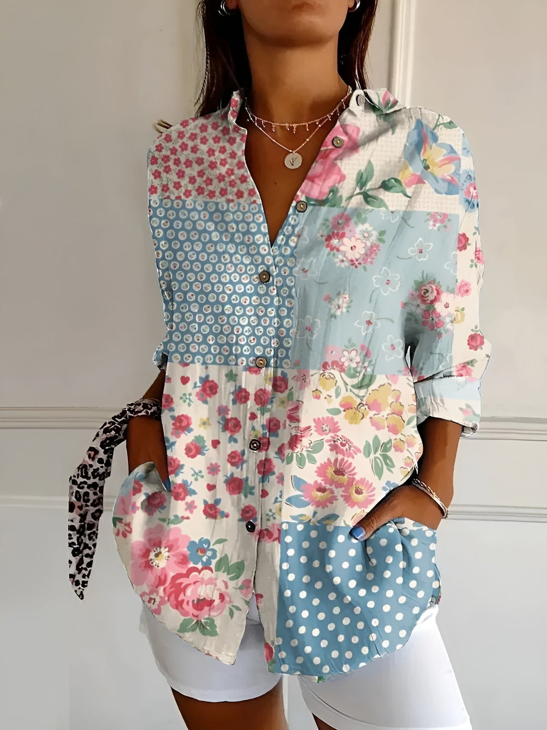 Roseline - Camicia stampata con bottoni