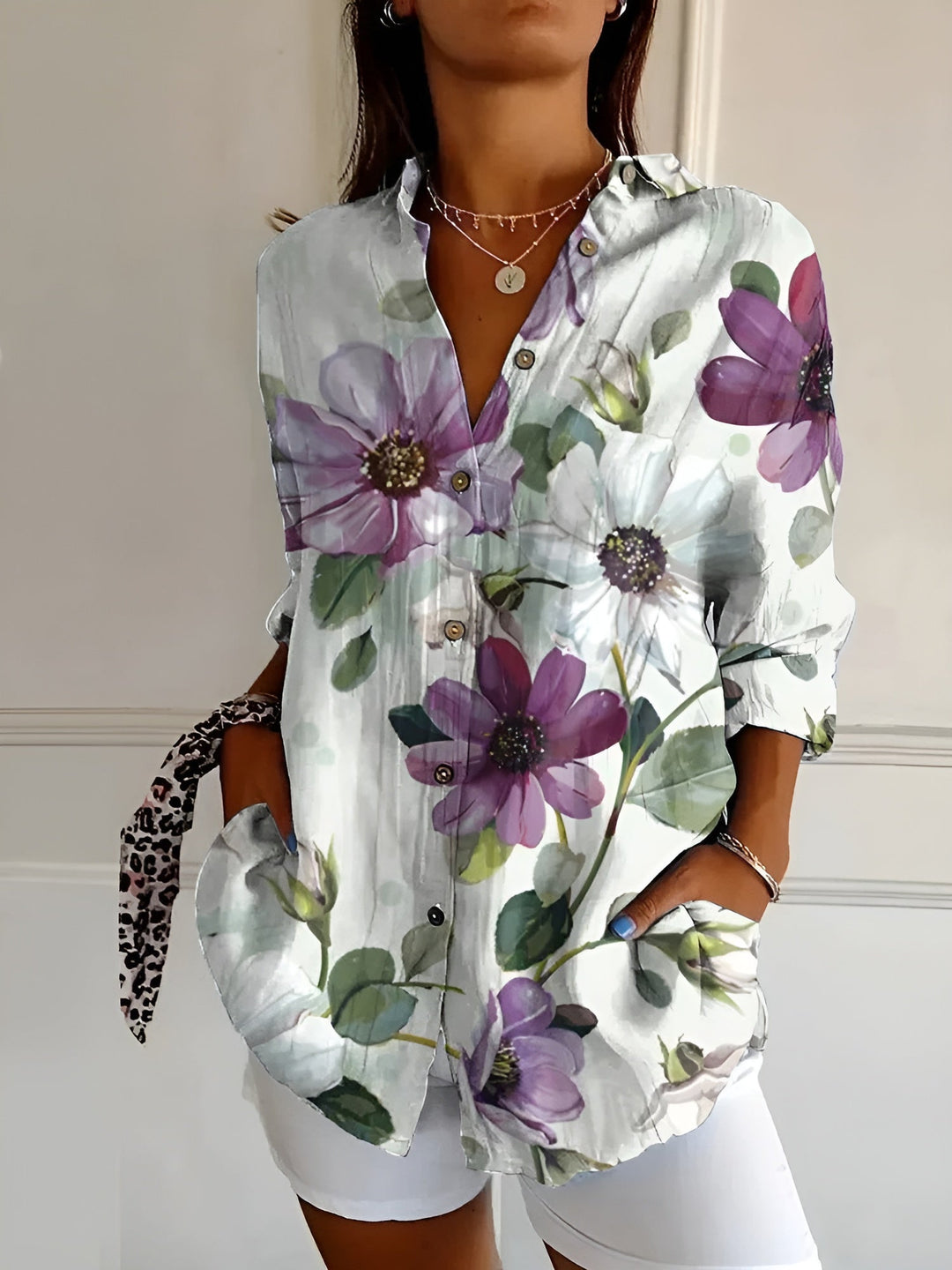 Roseline - Camicia stampata con bottoni
