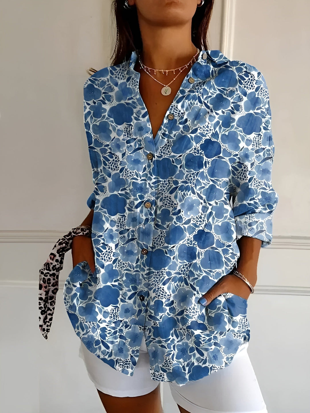 Roseline - Camicia stampata con bottoni