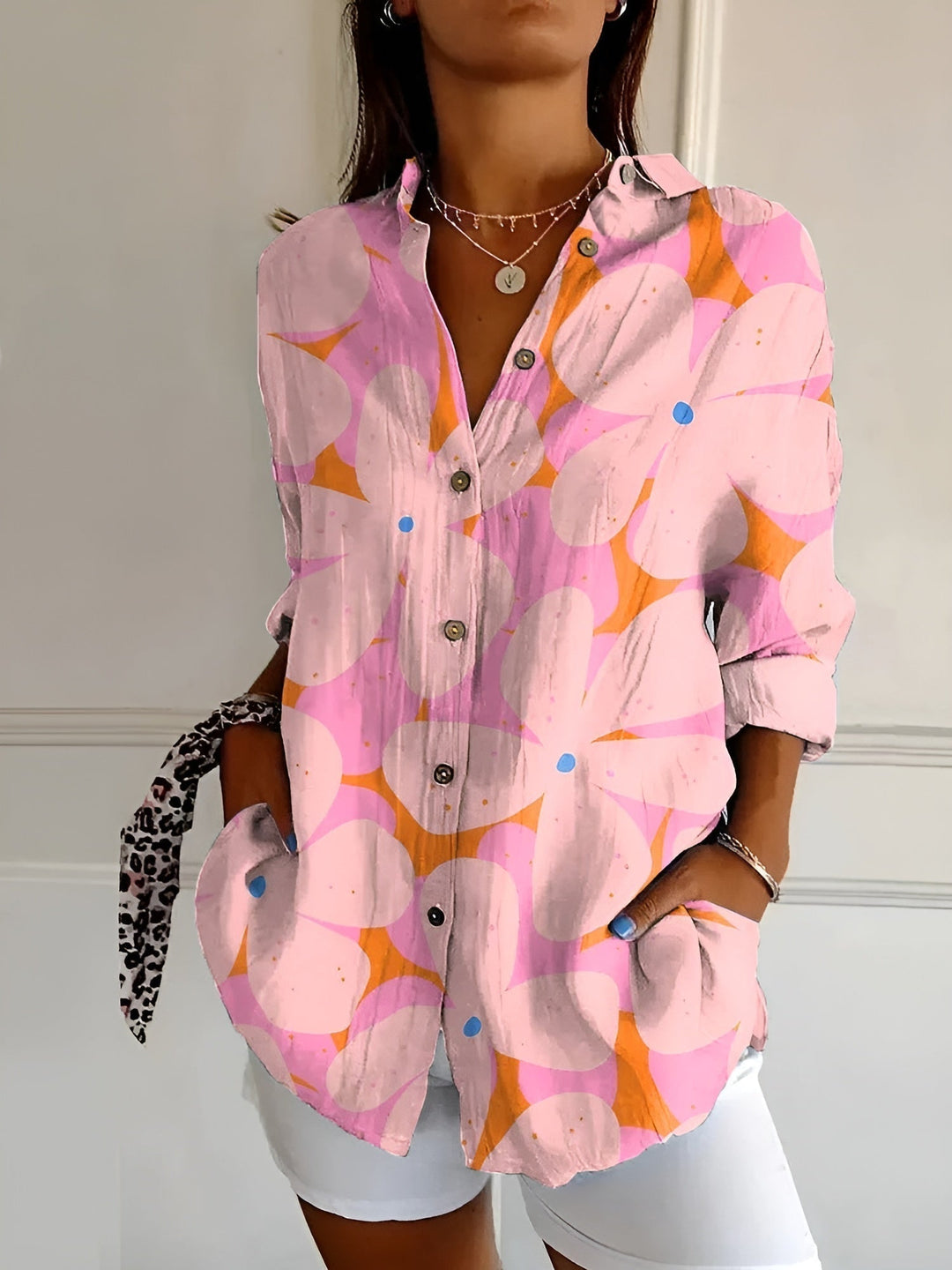 Roseline - Camicia stampata con bottoni