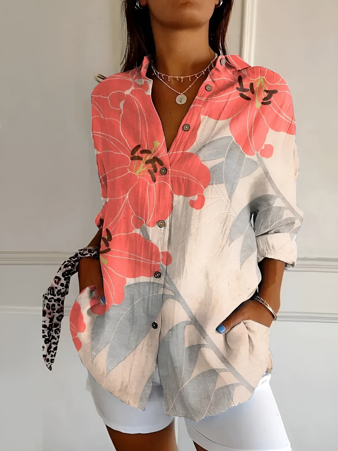 Roseline - Camicia stampata con bottoni