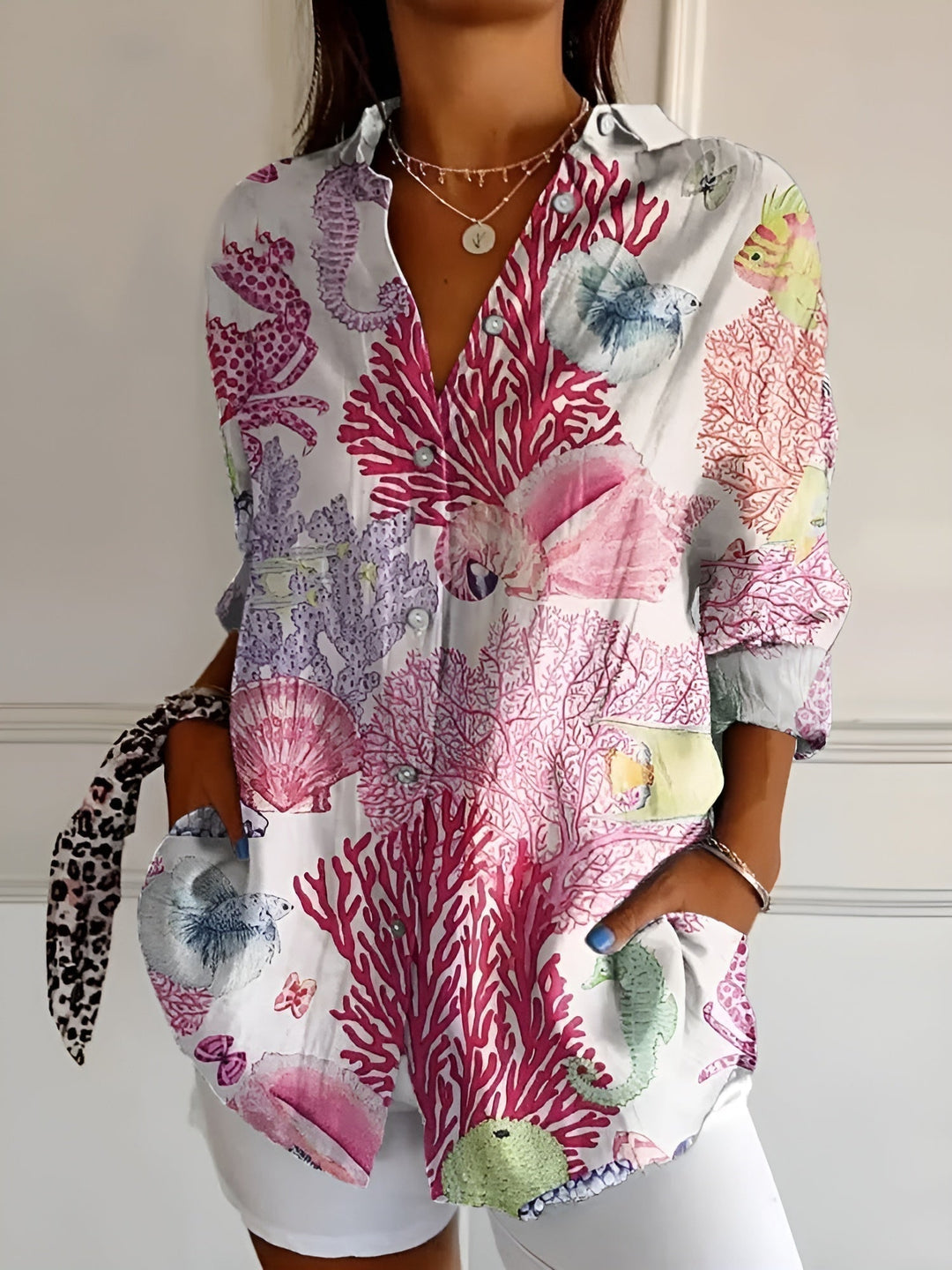Roseline - Camicia stampata con bottoni