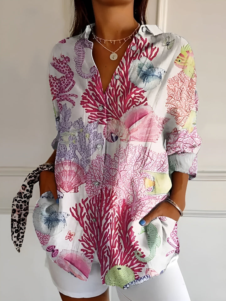 Roseline - Camicia stampata con bottoni