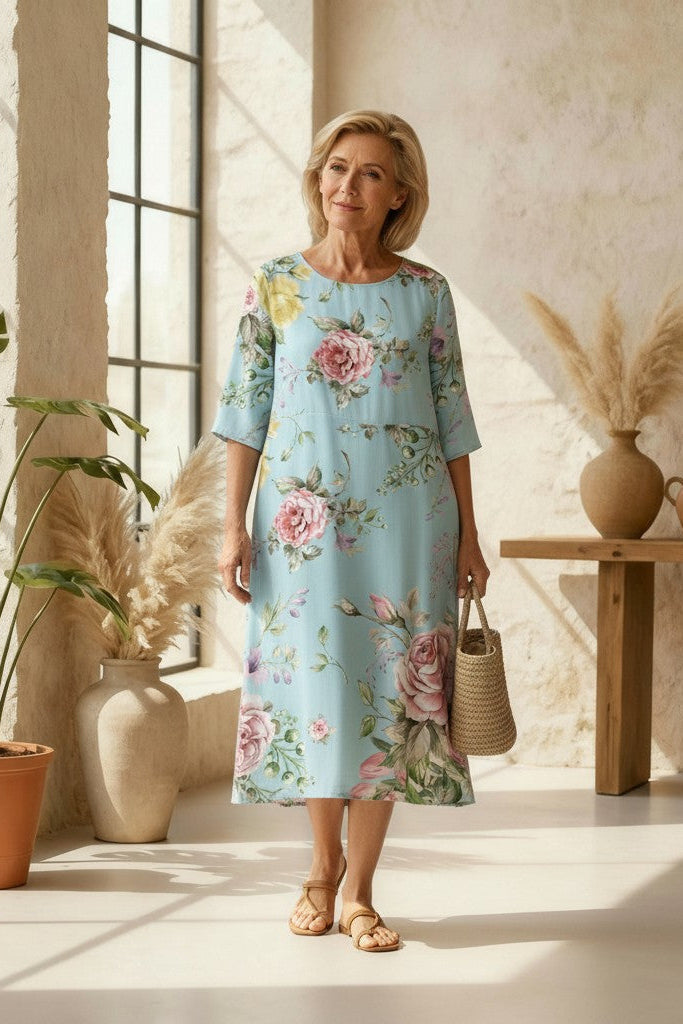 Giorgia – Vestito boho floreale al tramonto