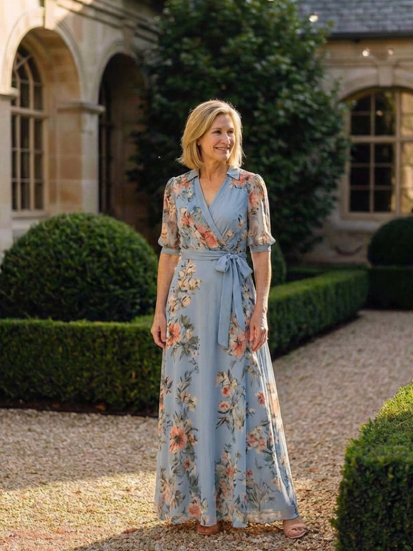 Lucía | Vestito lungo con stampa floreale e scollo a V